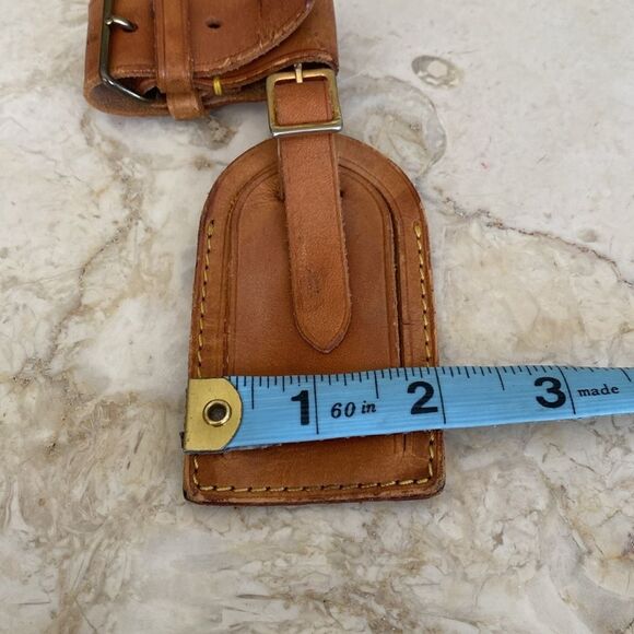 Vintage Louis Vuitton Vachetta Leather Luggage Tag & Poignet - Picture 10 of 11